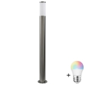 LED RGBW димируема външна лампа LIVIA 1xE27/6,5W/230V 2700-6500K Wi-Fi 100 cm IP44 сребриста