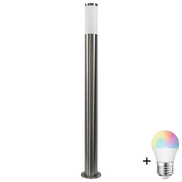 LED RGBW димируема външна лампа LIVIA 1xE27/6,5W/230V 2700-6500K Wi-Fi 100 cm IP44 сребриста