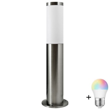 LED RGBW димируема външна лампа LIVIA 1xE27/6,5W/230V 2700–6500K Wi-Fi 45 cm IP44 сребриста