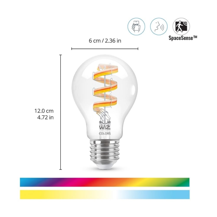LED RGBW Димируема крушка A60 E27/6,3W/230V 2200-6500K Wi-Fi - WiZ