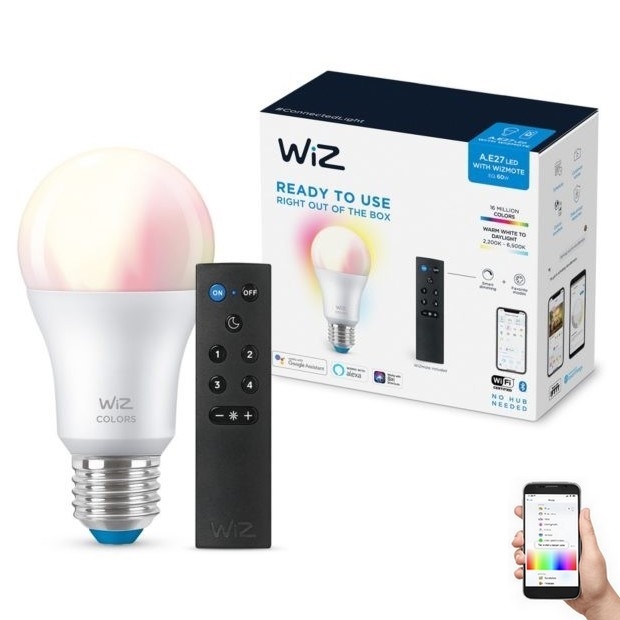 LED RGBW Димируема крушка A60 E27/8,5W/230V 2200-6500K  CRI 90 Wi-Fi + дистанционно управление - WiZ