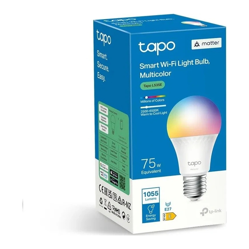 LED RGBW димируема крушка MATTER A60 E27/8,6W/230V 2500-6500K Wi-Fi - TP-Link