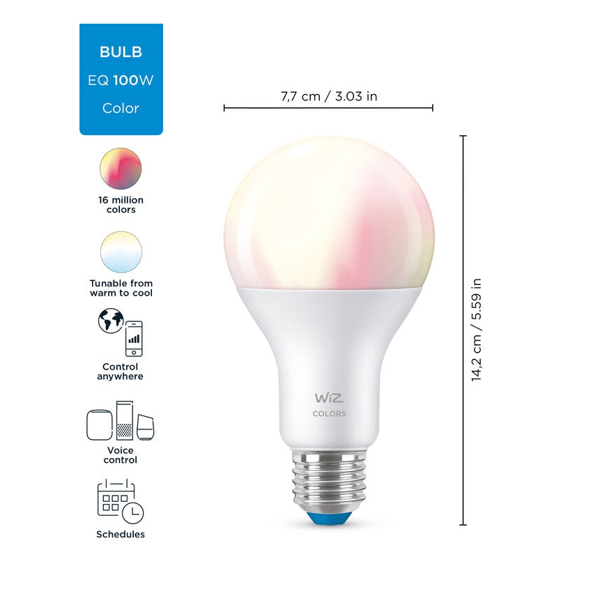 LED RGBW Димируема крушка A67 E27/13W/230V 2200-6500K CRI 90 Wi-Fi -WiZ