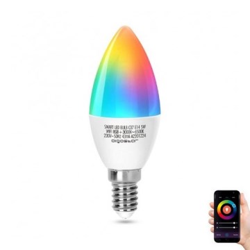 LED RGBW Димируема крушка C37 E14/5W/230V 3000-6500K Wi-Fi - Aigostar