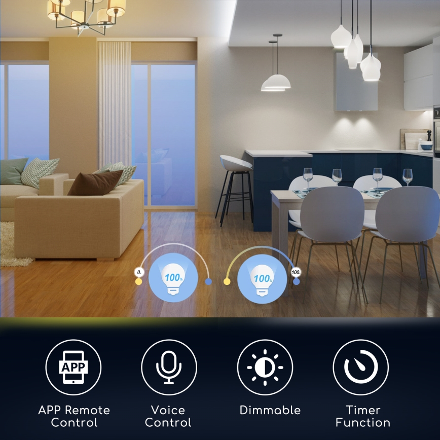 LED RGBW Димируема крушка C37 E14/5W/230V 3000-6500K Wi-Fi - Aigostar