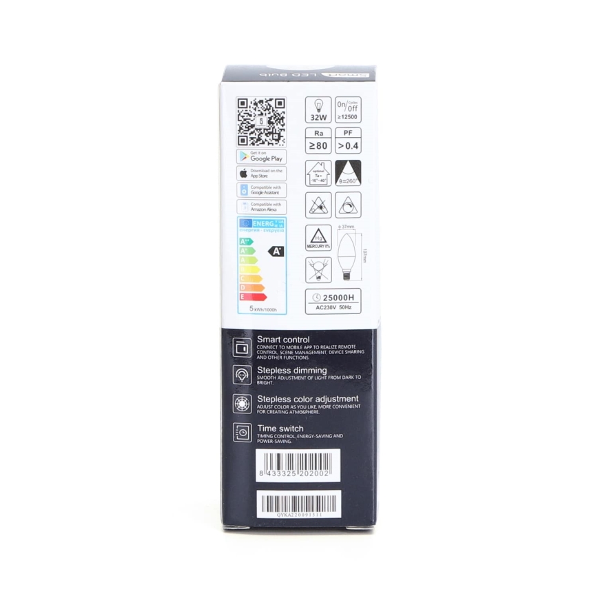 LED RGBW Димируема крушка C37 E14/5W/230V 3000-6500K Wi-Fi - Aigostar