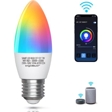 LED RGBW Димируема крушка C37 E27/7W/230V 3000-6500K Wi-Fi - Aigostar