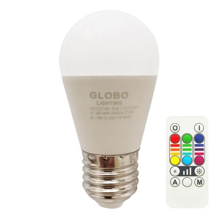 LED RGBW Димируема крушка E27/6W/230V 3000K + дистанционно управление - Globo