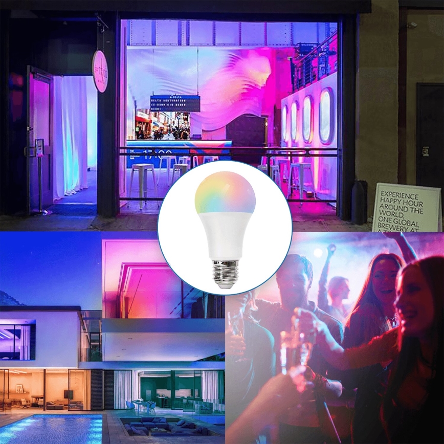 LED RGBW Димируема крушка E27/8W/230V 3000K + дистанционно управление - Aigostar