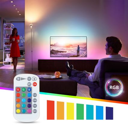 LED RGBW Димируема крушка E27/8W/230V 3000K + дистанционно управление - Aigostar