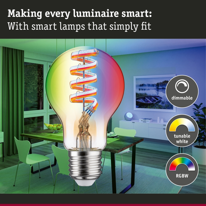 LED RGBW Димируема крушка FILAMENT E27/6,3W/230V 2200-6500K - Paulmann 29156