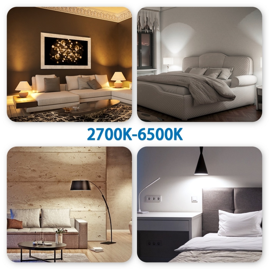 LED RGBW Димируема крушка G45 E27/6,5W/230V 2700-6500K Wi-Fi - Aigostar