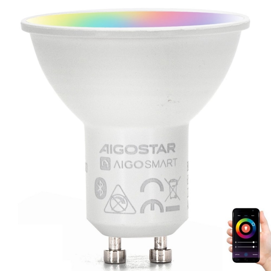 LED RGBW Димируема крушка GU10/4,9W/230V 2700-6500K - Aigostar