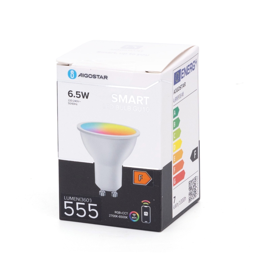 LED RGBW Димируема крушка GU10/6,5W/230V 2700-6500K Wi-Fi - Aigostar