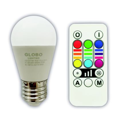 LED RGBW Димируема крушка E27/6W/230V 3000K + дистанционно управление - Globo
