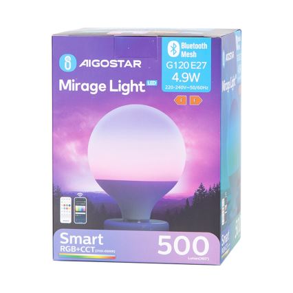 LED RGBW Димируема крушка MESH G120 E27/4,9W/230V 2700-6500K + дистанционно управление - Aigostar