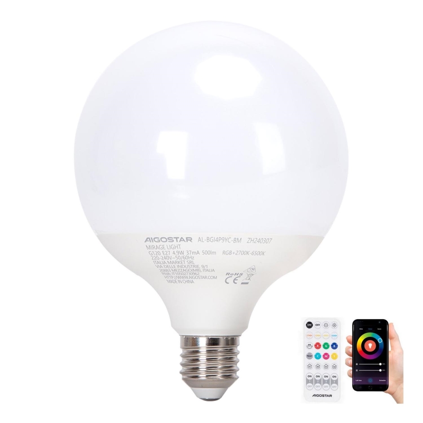 LED RGBW Димируема крушка MESH G120 E27/4,9W/230V 2700-6500K + дистанционно управление - Aigostar