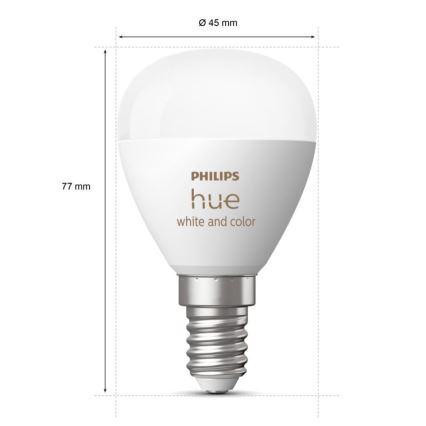 LED RGBW Димируема крушка Philips Hue White And Color Ambiance P45 E14/5,1W/230V 2000-6500K