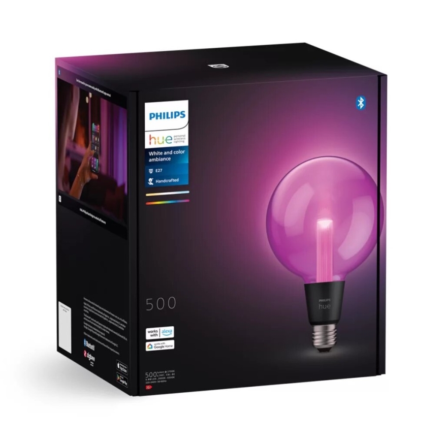 LED RGBW Димируема крушка Philips Hue White And Color Ambiance G125 E27/6,8W/230V 2000-6500K