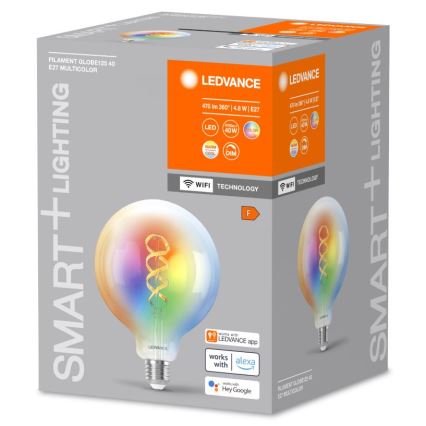 LED RGBW Димируема крушка SMART+ FILAMENT E27/4,8W/230V 2700-6500K Wi-Fi - Ledvance