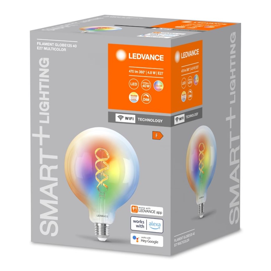 LED RGBW Димируема крушка SMART+ FILAMENT E27/4,8W/230V 2700-6500K Wi-Fi - Ledvance