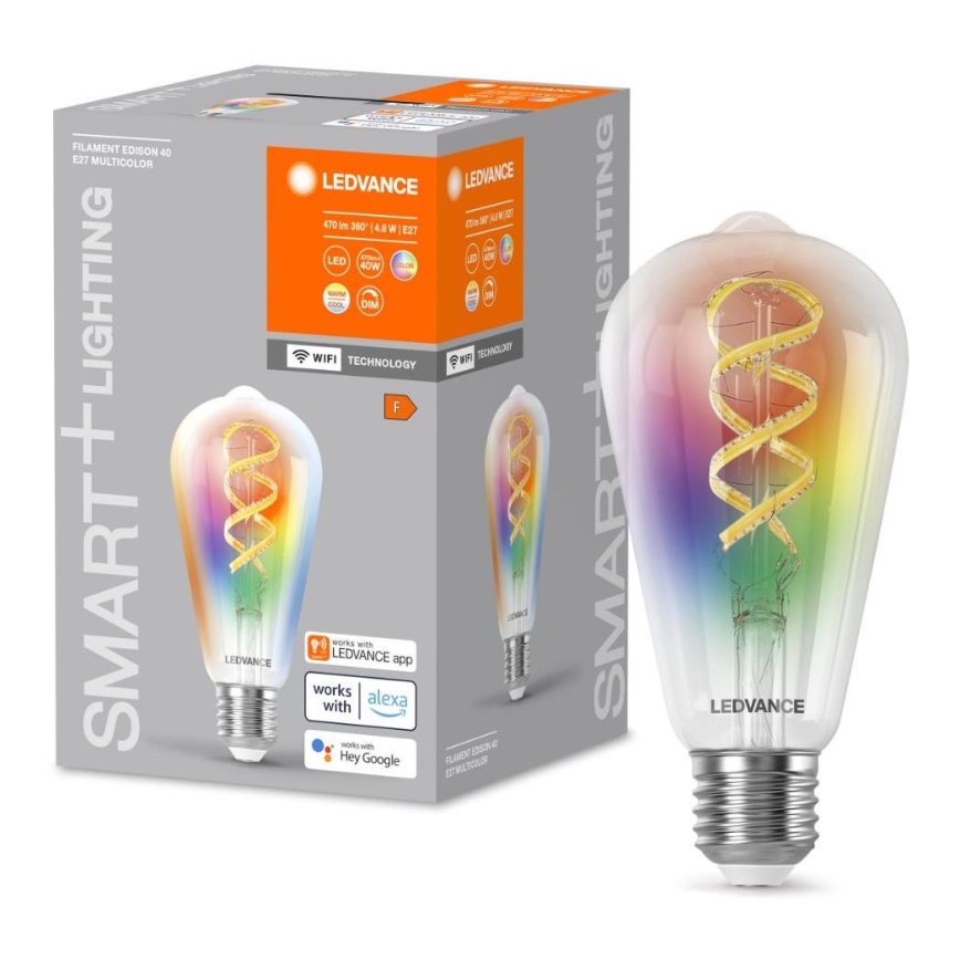 LED RGBW Димируема крушка SMART+ FILAMENT EDISON ST64 E27/4,8W/230V 2700-6500K Wi-Fi - Ledvance