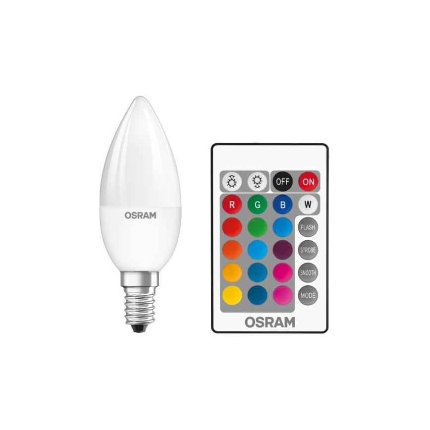 LED RGBW Димируема крушка STAR E14/4,5W/230V 2700K + дистанционно – Osram