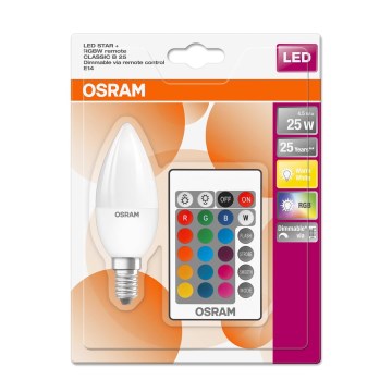 LED RGBW Димируема крушка STAR E14/4,5W/230V 2700K + дистанционно – Osram