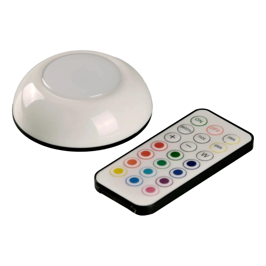 LED RGBW Димируемо осветление на мебели LED/0,5W/4,5V 3xAAA бял + дистанционно управление