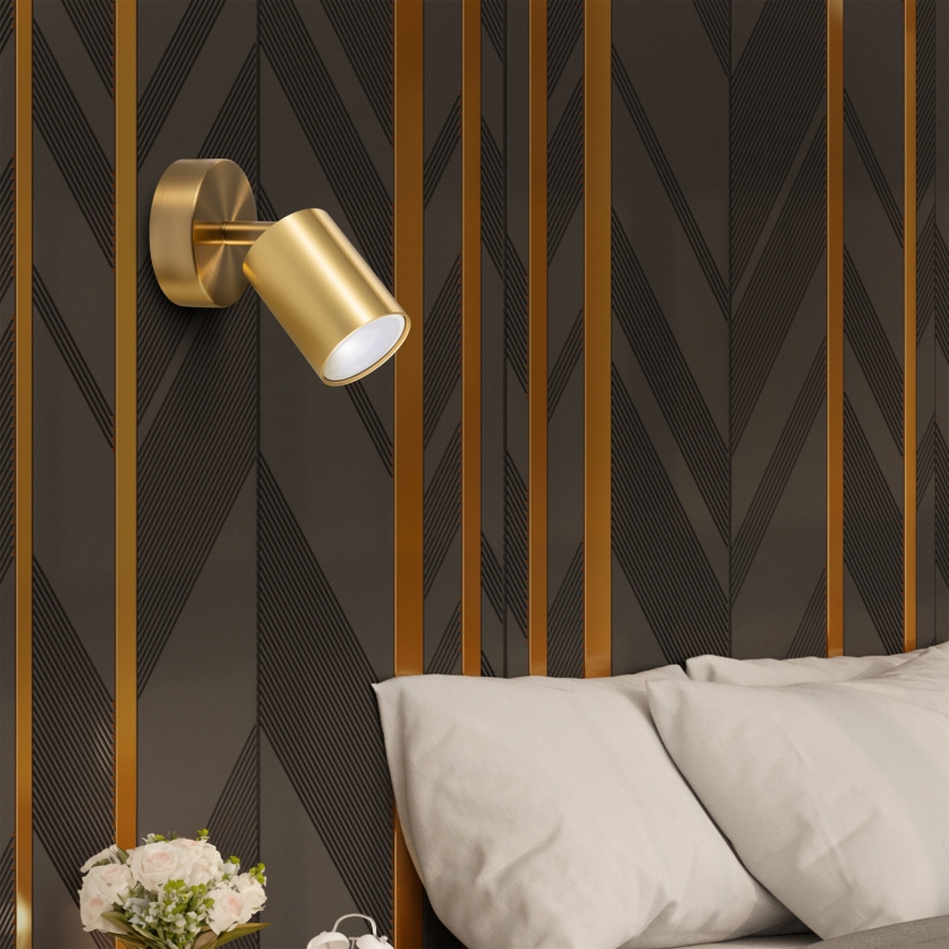 LED RGBW димируем стенен спот GOLDI 1xGU10/6W/230V 3000K златист + дистанционно управление