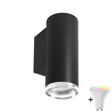 LED RGBW димируемо стенно осветително тяло за баня TURYN 1xGU10/6W/230V 3000K IP44 черно + дистанционно управление