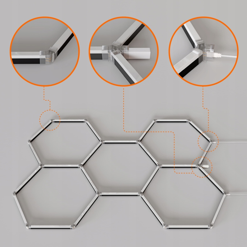 LED RGBW Димируемо таванно осветително тяло HEXAGON LED/144W/85-265V 7000K 205x142 cm CRI 90 IP54 бяло + дистанционно управление