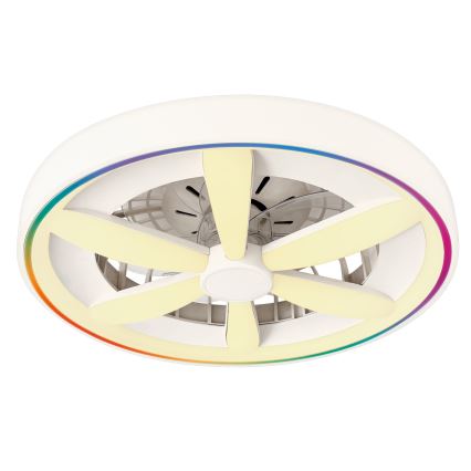 LED RGBW димируемо таванно осветително тяло с вентилатор MALAWI LED/48W/230V 3000-6500K бяло + дистанционно управление