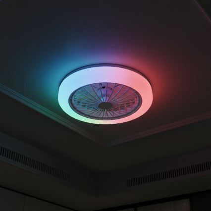 LED RGBW димируемо таванно осветително тяло с вентилатор ZAMBIA LED/24W/230V 3000-6500K бяло + дистанционно управление