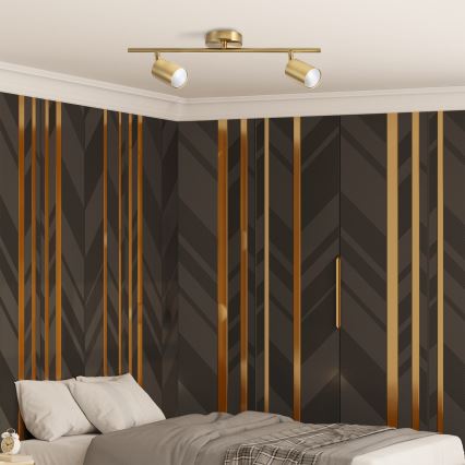 LED RGBW димируемо точково осветително тяло GOLDI 2xGU10/6W/230V 3000K златисто + дистанционно управление