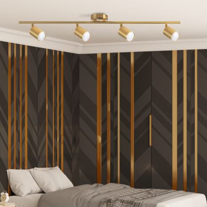 LED RGBW димируемо точково осветително тяло GOLDIE 4xGU10/4,8W/230V 3000K златисто + дистанционно управление