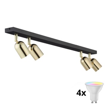 LED RGBW димируемо точково осветително тяло TOP 4xGU10/6,5W/230V 2700-6500K черно/златно