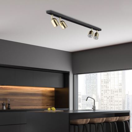 LED RGBW димируемо точково осветително тяло TOP 4xGU10/6,5W/230V 2700-6500K черно/златно
