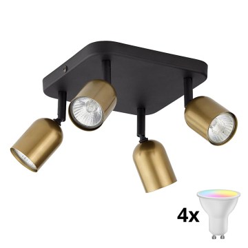 LED RGBW димируемо точково осветително тяло TOP 4xGU10/6,5W/230V 2700-6500K златист/черен