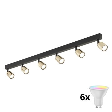 LED RGBW димируемо точково осветително тяло TOP 6xGU10/6,5W/230V 2700-6500K черно/златно