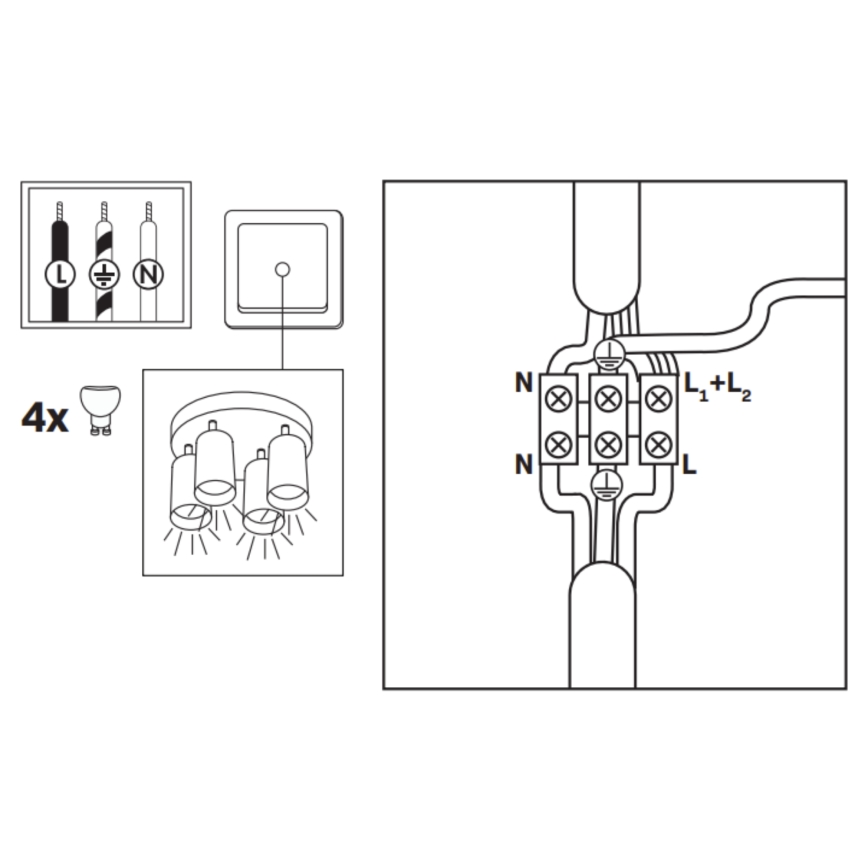LED RGBW димируемо точково осветително тяло за баня TURYN 4xGU10/4,8W/230V 3000K IP44 бяло + дистанционно управление