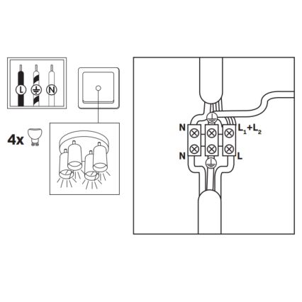LED RGBW димируемо точково осветително тяло за баня TURYN 4xGU10/4,8W/230V 3000K IP44 черно + дистанционно управление