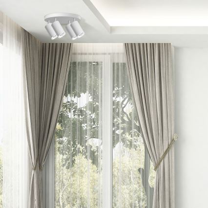 LED RGBW точково осветително тяло за баня TURYN с възможност за димиране 4xGU10/6,5W/230V 2700-6500K Wi-Fi IP44 бяло