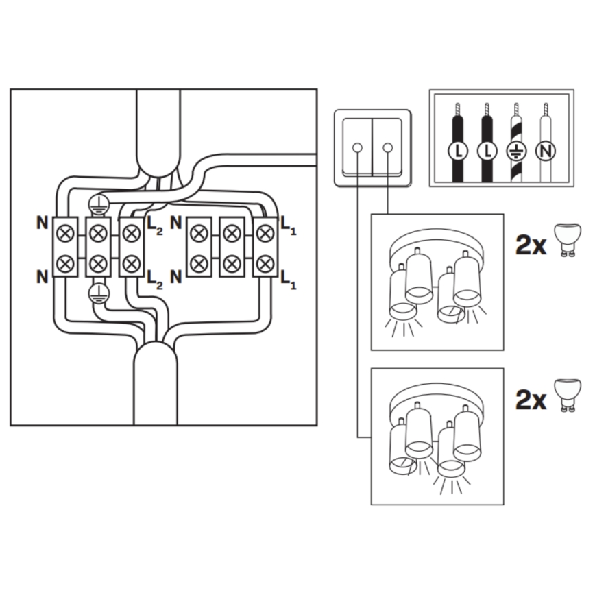 LED RGBW точково осветително тяло за баня TURYN с възможност за димиране 4xGU10/6,5W/230V 2700-6500K Wi-Fi IP44 бяло