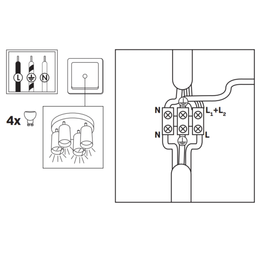 LED RGBW точково осветително тяло за баня с възможност за димиране TURYN 4xGU10/6,5W/230V 2700-6500K Wi-Fi IP44 черно