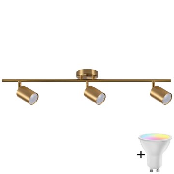 LED RGBW димируемо точково осветително тяло GOLDI 3xGU10/6,5W/230V 2700-6500K Wi-Fi златисто
