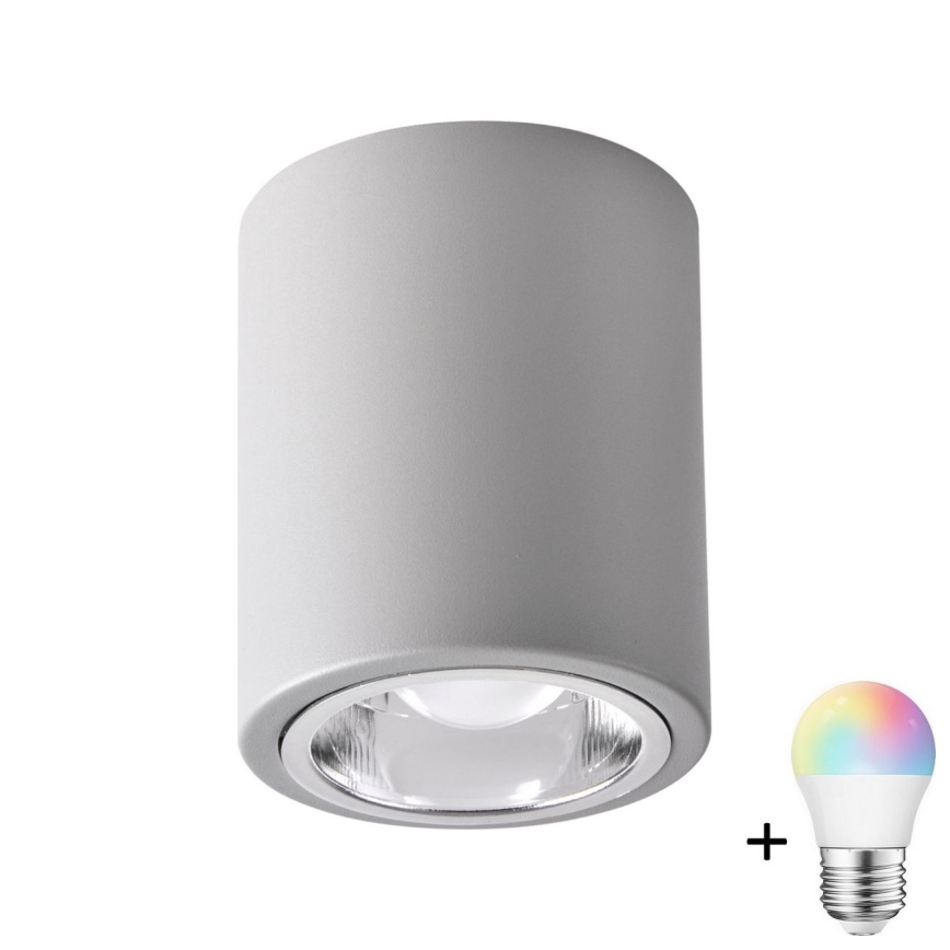 LED RGBW димируемо точково осветително тяло JUPITER 1xE27/6,5W/230V 2700-6500K Wi-Fi диаметър 9,8 cm сиво