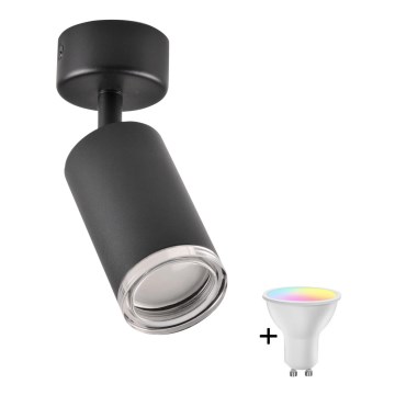 LED RGBW димируемо точково осветително тяло за баня TURYN 1xGU10/6,5W/230V 2700-6500K Wi-Fi IP44 черно