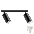 LED RGBW димируемо точково осветително тяло за баня TURYN 2xGU10/6,5W/230V 2700-6500K Wi-Fi IP44 черно