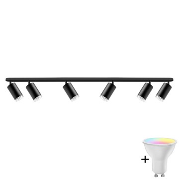 LED RGBW димируемо точково осветително тяло за баня TURYN 6xGU10/6,5W/230V 2700-6500K Wi-Fi IP44 черно